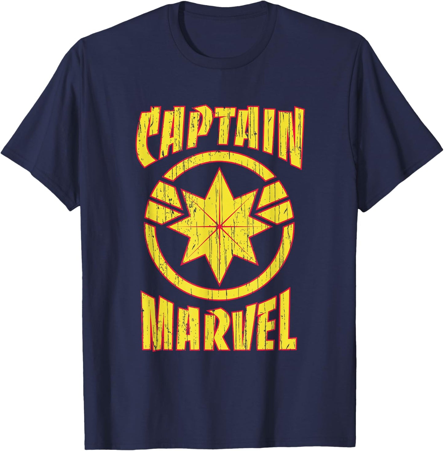 Marvel Captain Marvel Distressed 90s Logo T-Shirt - T-Shirt | Navy