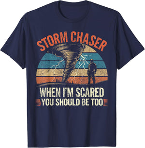 Storm Chasing Hobby Tornado Lightning Funny Storm Chaser T-Shirt - T-Shirt | Navy