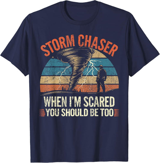 Storm Chasing Hobby Tornado Lightning Funny Storm Chaser T-Shirt - T-Shirt | Navy
