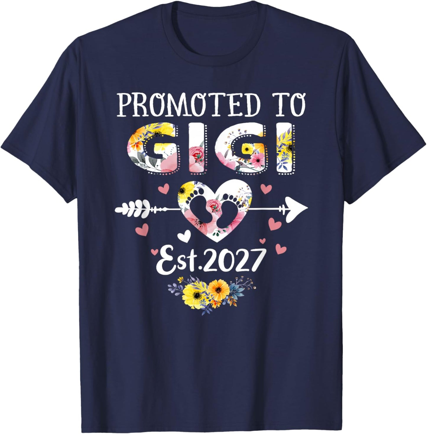 Promoted to Gigi 2027 First Time New Grandma Pregnancy T-Shirt - T-Shirt | Navy