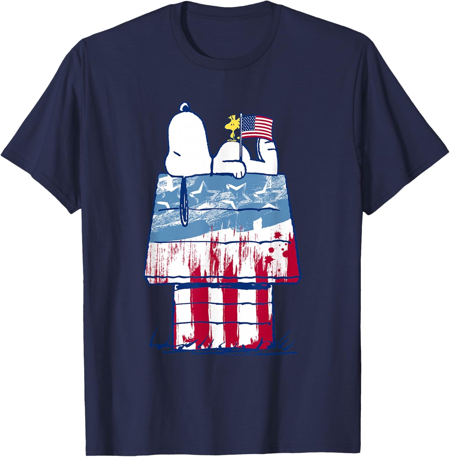 Peanuts USA Wood House Snoopy T-Shirt - T-Shirt | Navy