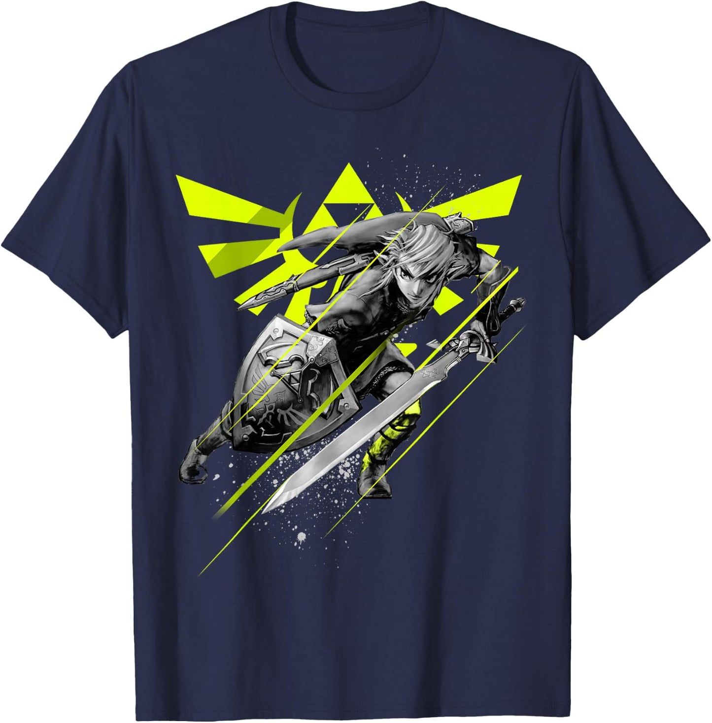 Legend of Zelda Link Neon Green Crest Small T-Shirt - T-Shirt | Navy