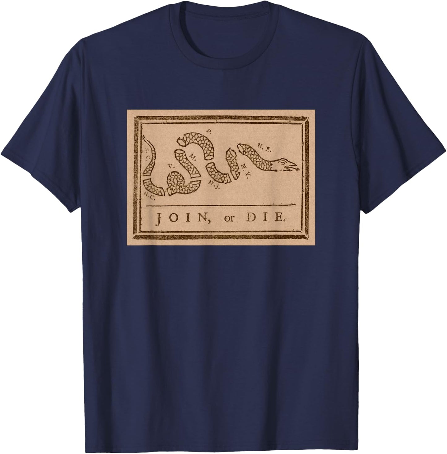 Join or Die Snake - U.S. History T-Shirt - T-Shirt | Navy