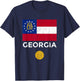 Georgia State Flag with Seal - Vintage Distressed T-Shirt - T-Shirt | Navy
