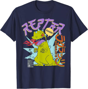 Rugrats Fire Breathing Reptar Rawr Retro Graphic T-Shirt - T-Shirt | Navy