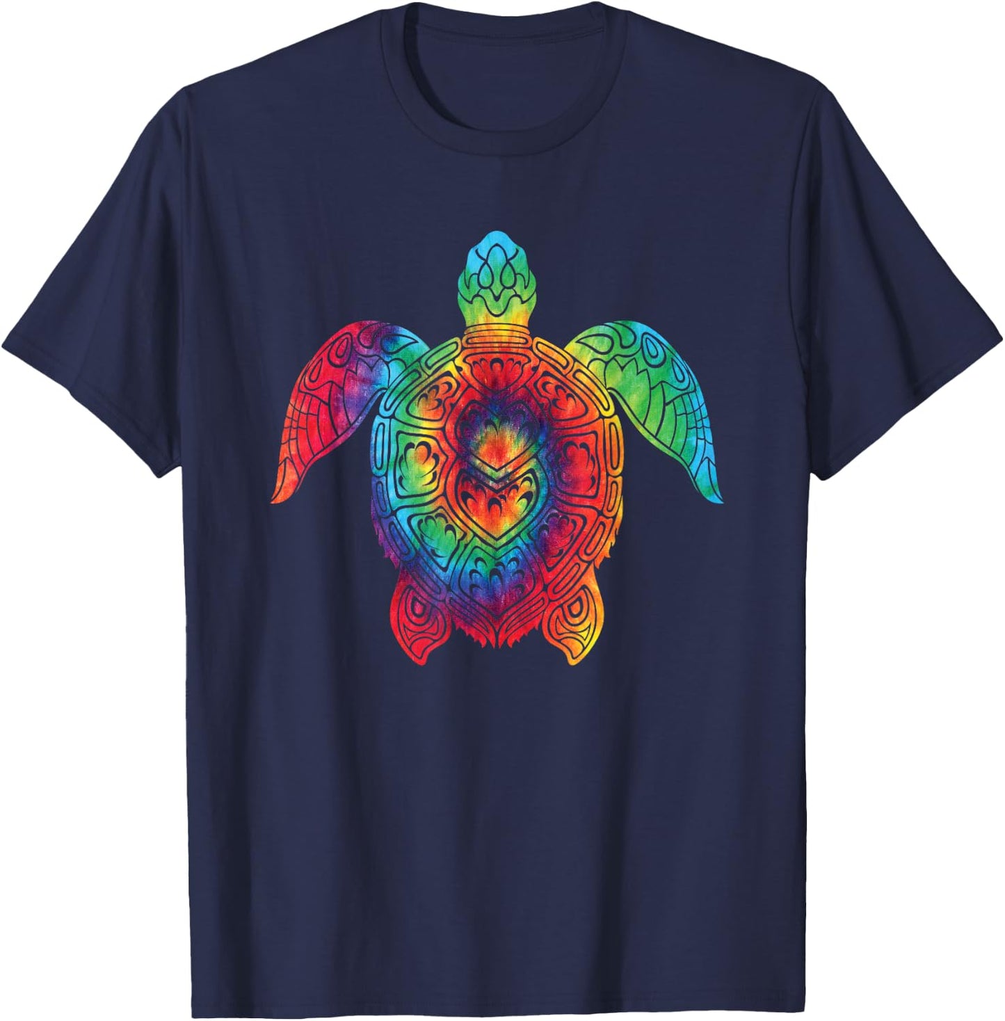 Sea Turtle Ocean Tie Dye Rainbow Hippie Costume Hippy Gift T-Shirt - T-Shirt | Navy