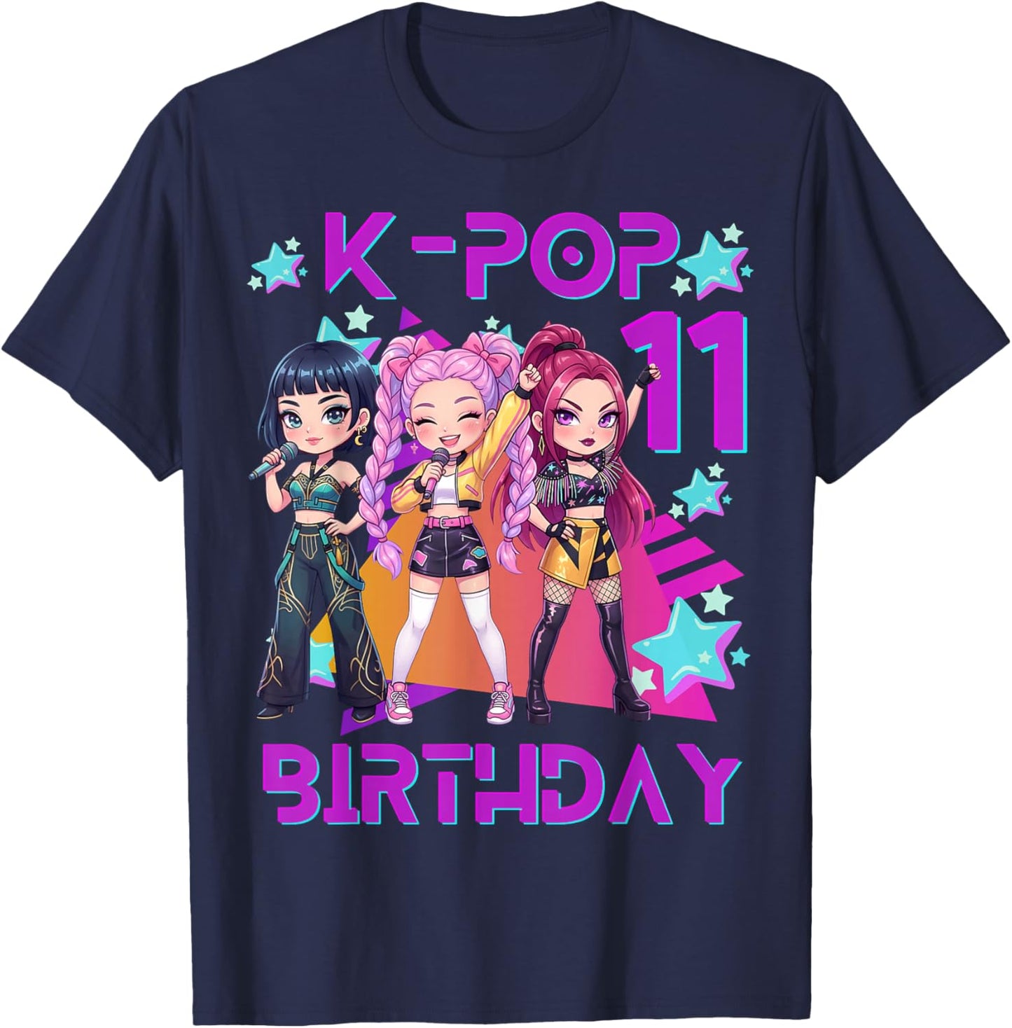 It's My 11th Birthday Cute Chibi Kpop Funny 11 Birthday Girl T-Shirt - T-Shirt | Navy