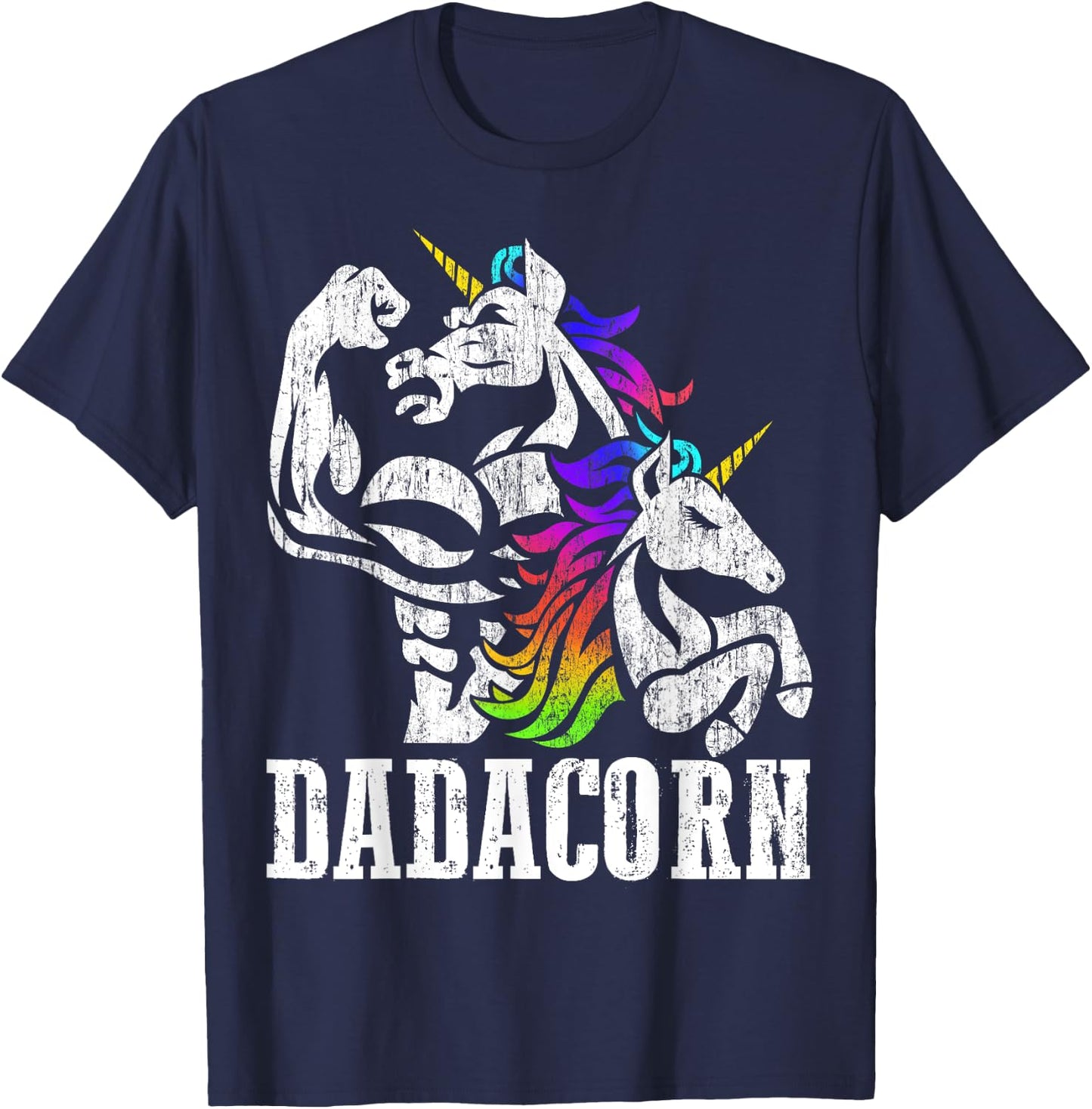 Dadacorn Fathers Day Gift Dad of Unicorn Daughter T-Shirt - T-Shirt | Navy