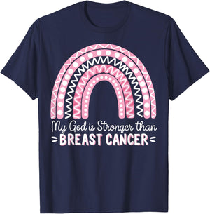 My God Is Stronger Than Breast Cancer T-Shirt - T-Shirt | Navy