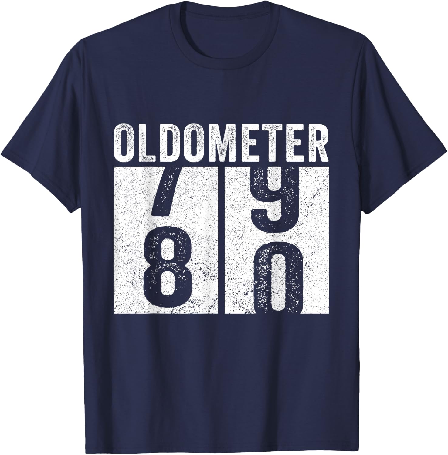 Retro 80th Birthday Oldometer 79-80 Vintage 80 Years Old T-Shirt - T-Shirt | Navy