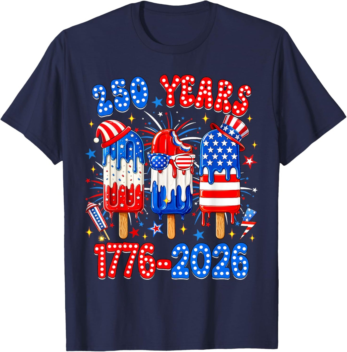250 Years American 1776 2026 250th USA 4th of July Boy Kids T-Shirt - T-Shirt | Navy
