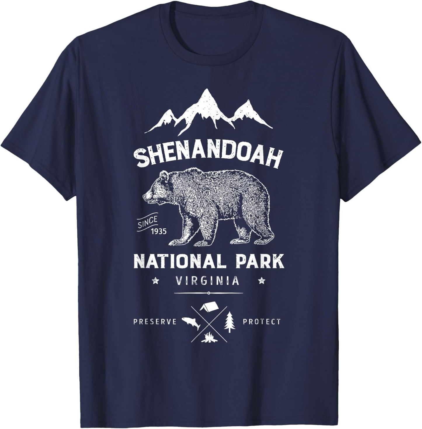 Shenandoah National Park T Shirt Bear Virginia Vintage Gifts T-Shirt - T-Shirt | Navy