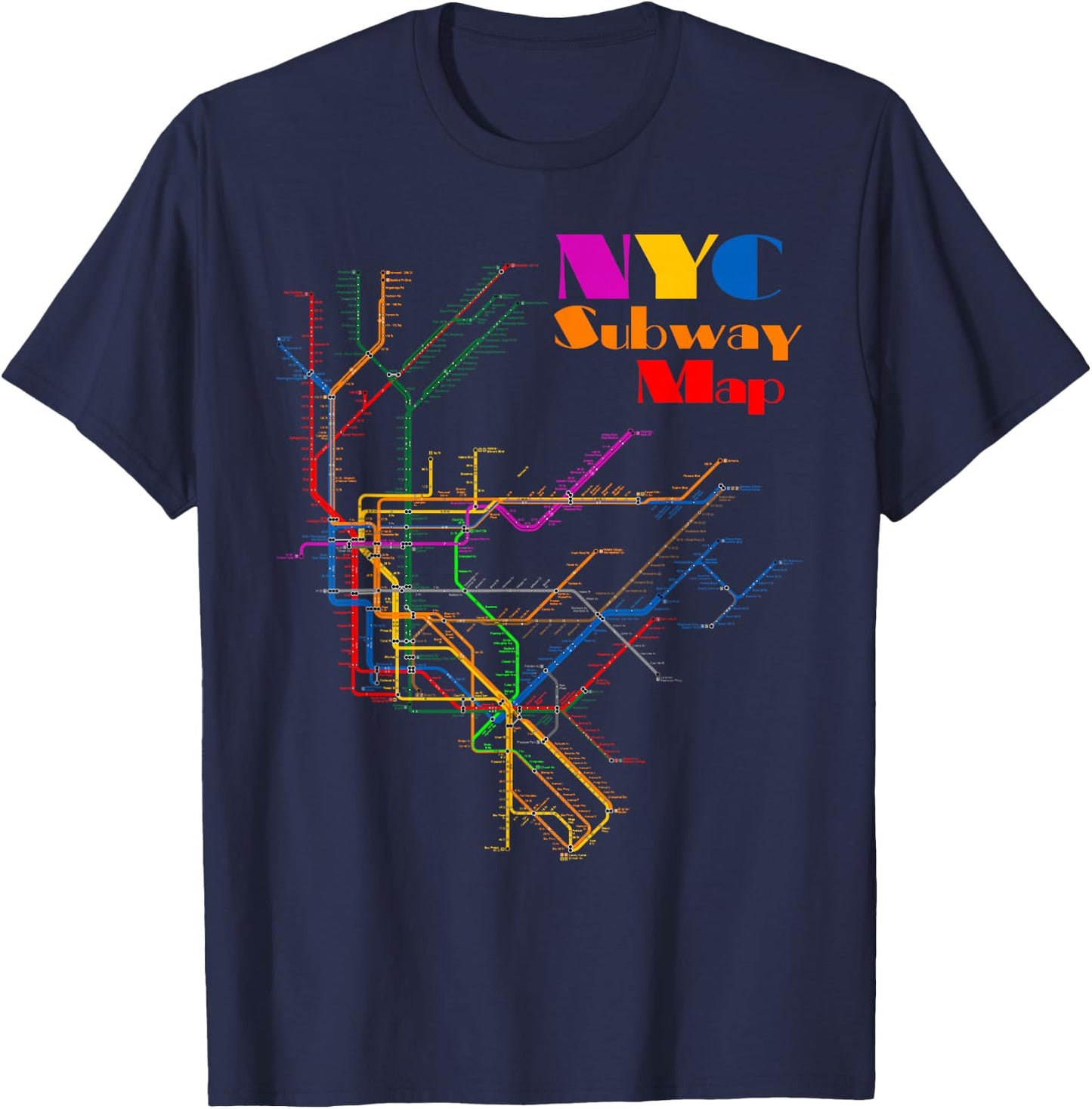 New York City Subway Map Shirt NYC Metro Map Gift T-Shirt - T-Shirt | Navy