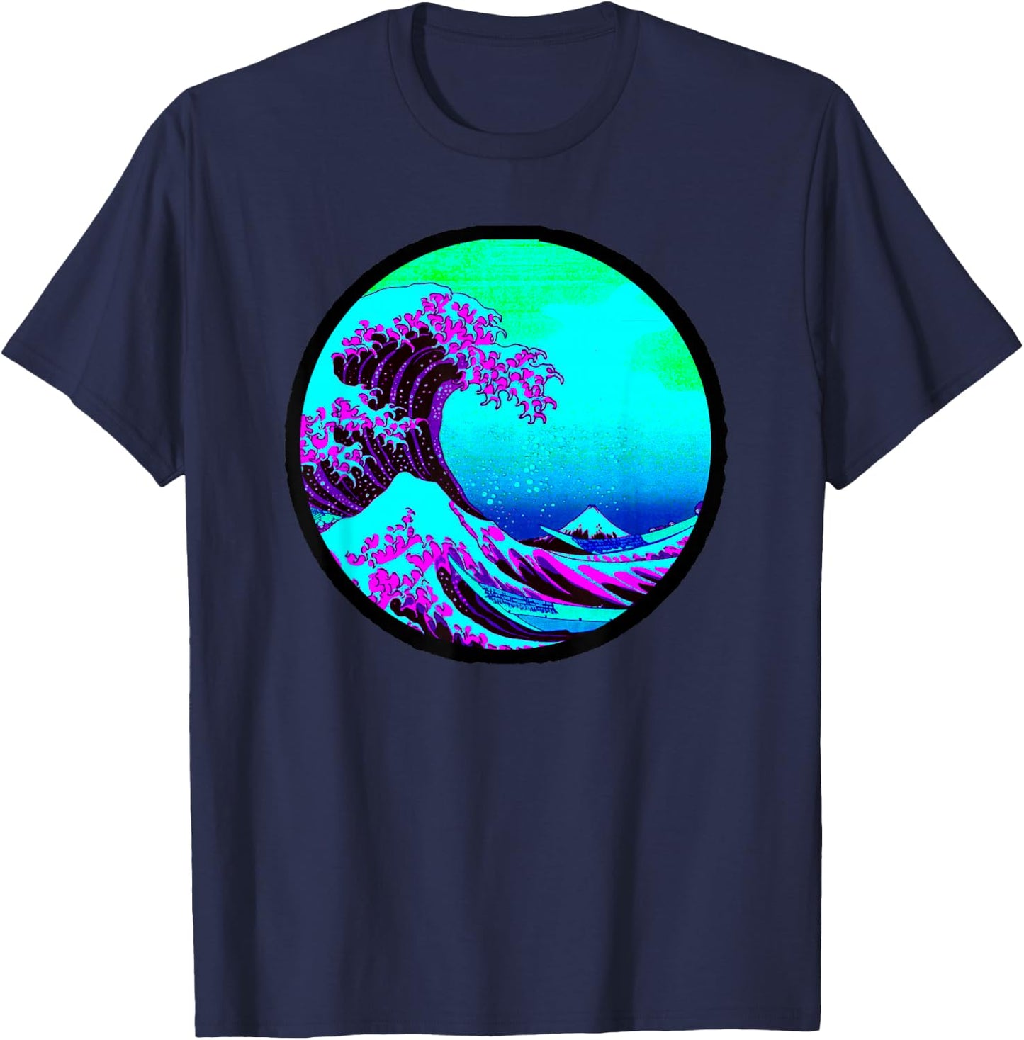Wave of Kanagawa Japanese Retro Print Ukiyo-e Artist Hokusai T-Shirt - T-Shirt | Navy