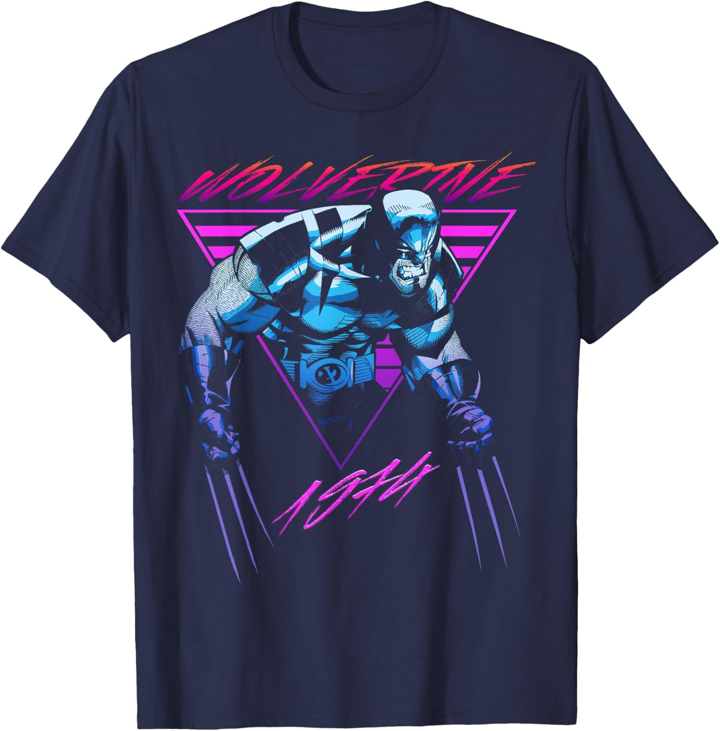 Marvel X-Men Wolverine Neon Retro Logan T-Shirt - T-Shirt | Navy