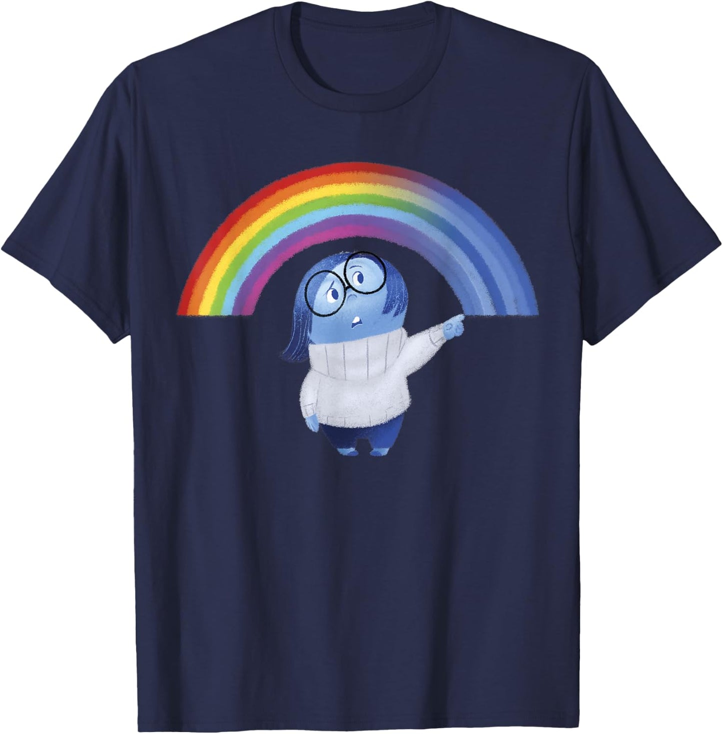 Disney Pixar Inside Out Sadness Rainbow Blue Gradient Logo T-Shirt - T-Shirt | Navy