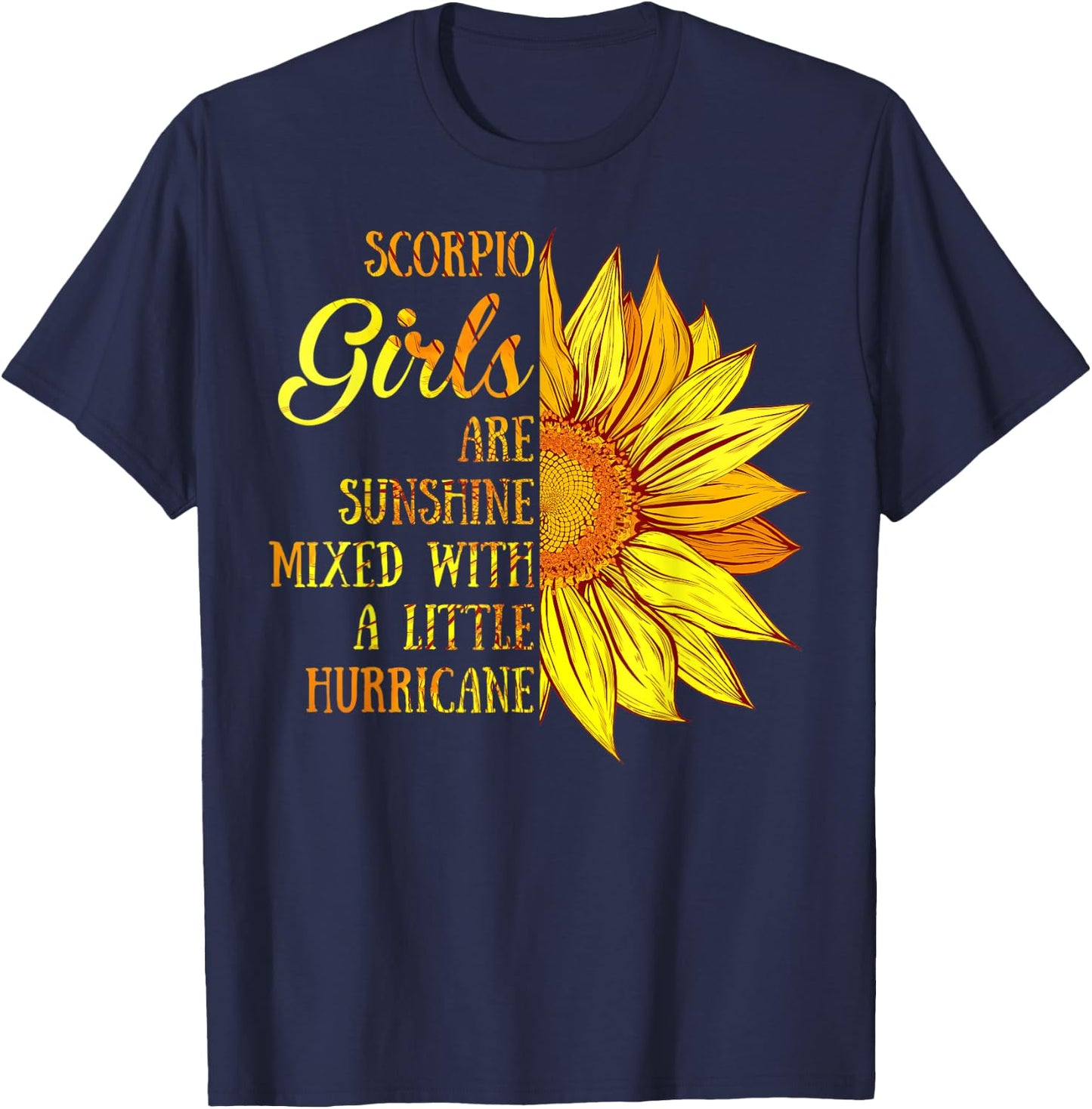 Scorpio Girls Sunshine Mixed Hurricane Sunflower T-Shirt - T-Shirt | Navy