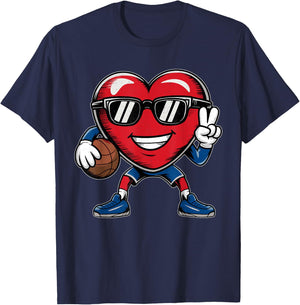 Heart Playing Basketball Valentines Day Basketball Boy Girl T-Shirt - T-Shirt | Navy
