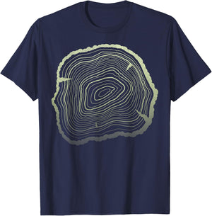 Tree Cross Section Rings Sketch T-Shirt - T-Shirt | Navy