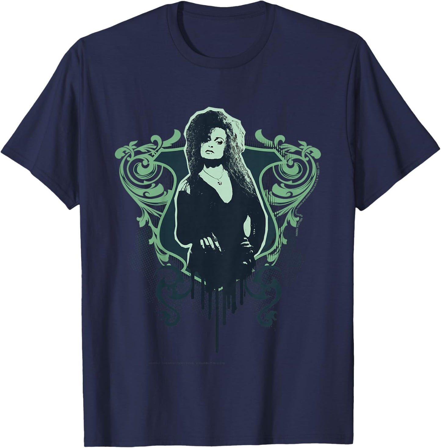 Kids Harry Potter Bellatrix Lestrange Paint Drip Portrait T-Shirt - T-Shirt | Navy