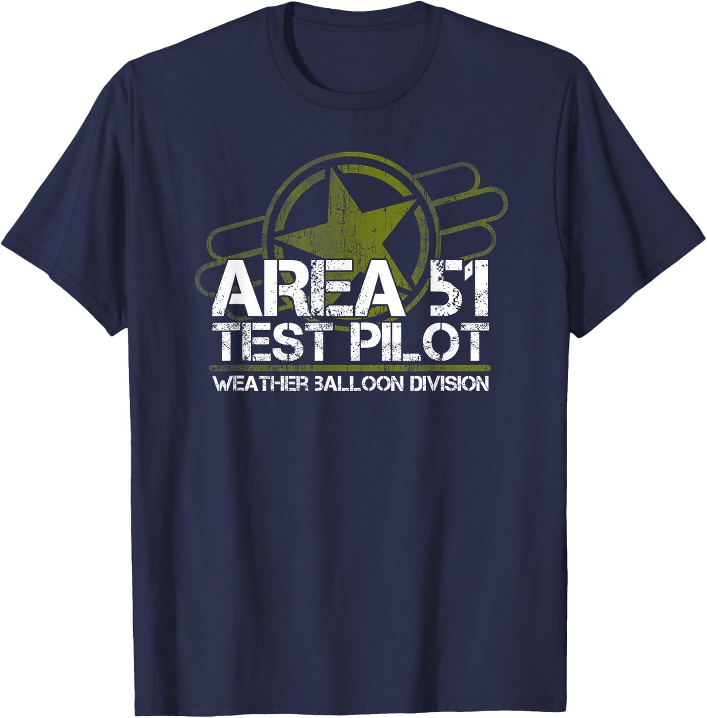 Area 51 UFO Test Pilot, Alien, Roswell, Weather Balloon T-Shirt - T-Shirt | Navy