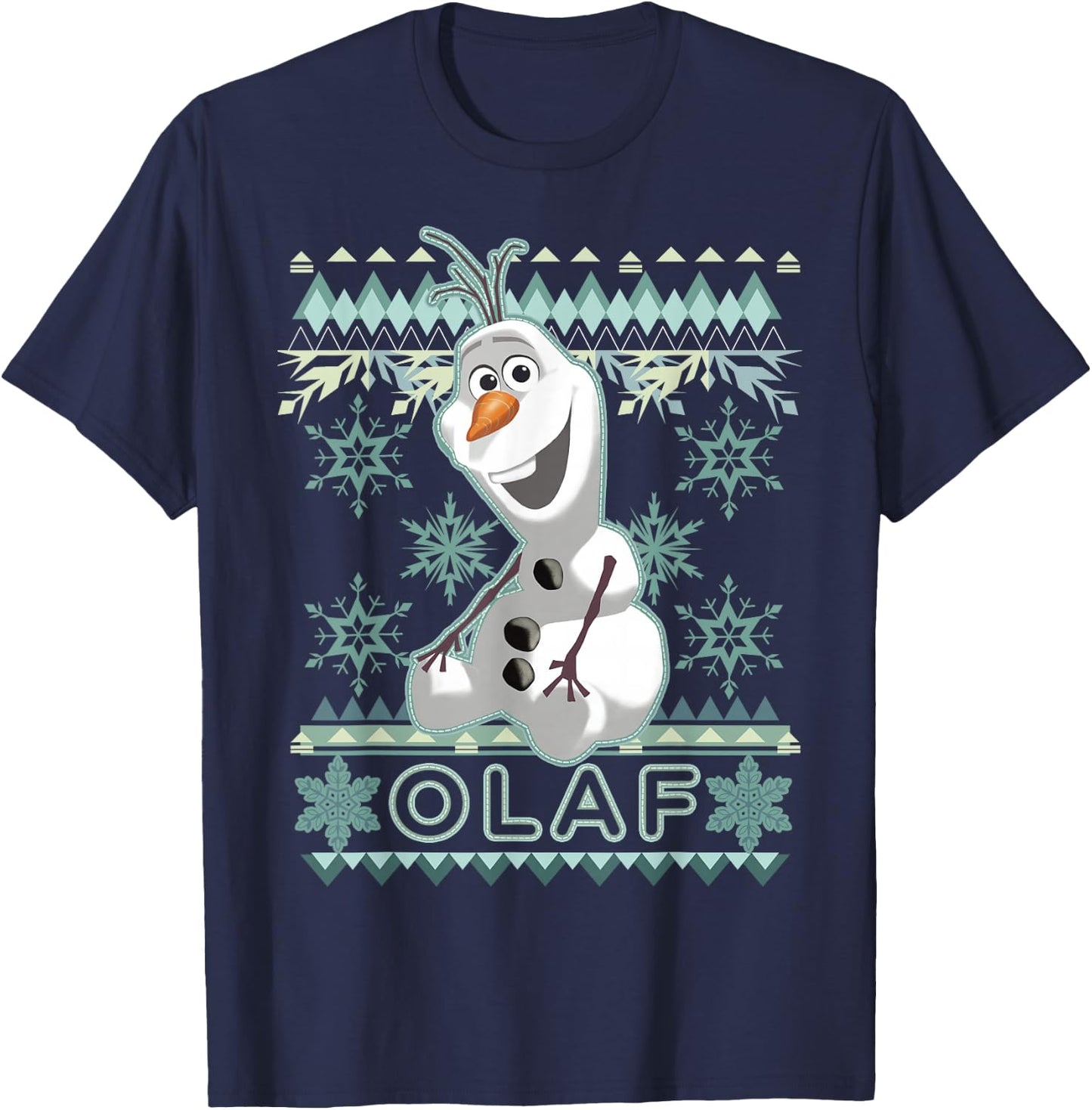 Disney Frozen Olaf Vintage Ugly Christmas Sweater T-Shirt - T-Shirt | Navy