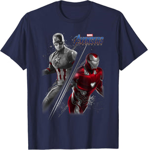 Marvel Avengers Endgame Captain America Iron Man Poster T-Shirt - T-Shirt | Navy