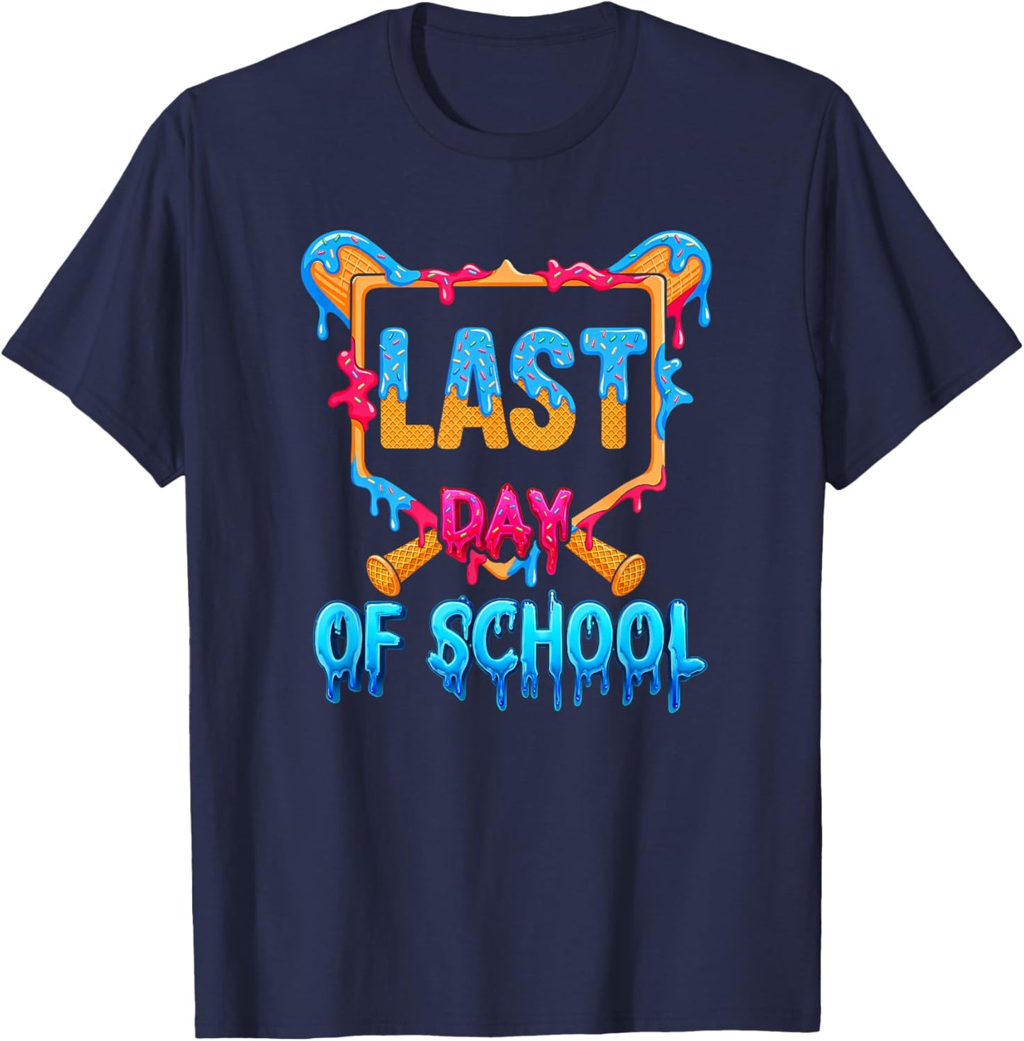 Boys Last Day of School Drip Autograph, Sign My Shirt Bruh T-Shirt - T-Shirt | Navy