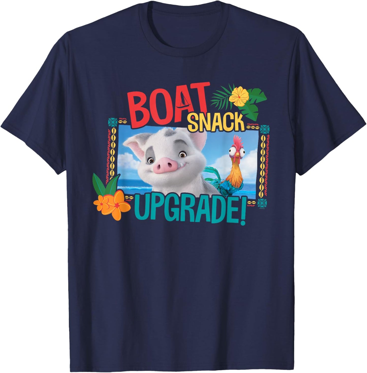 Disney Moana 2 Pua and Heihei Boat Snack Upgrade Funny T-Shirt - T-Shirt | Navy