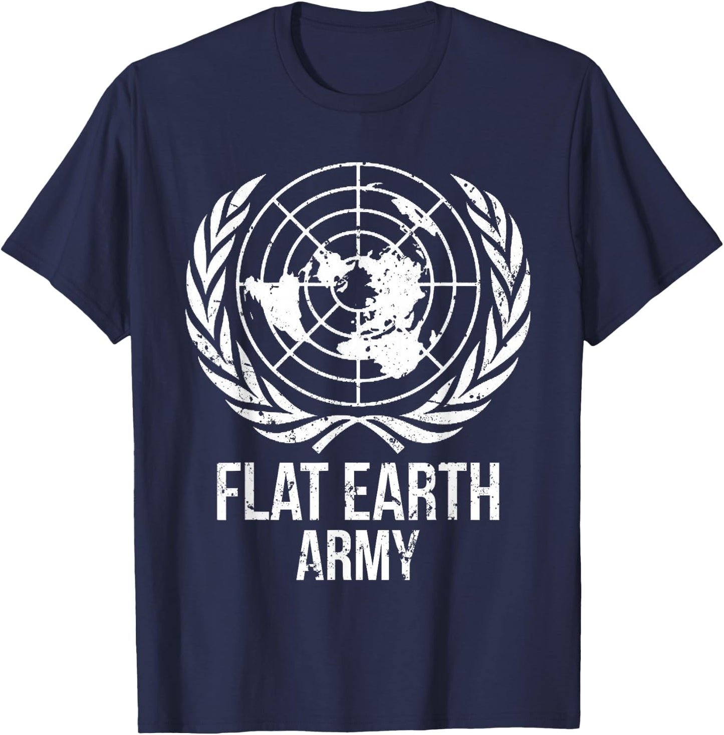 Flat Earth Army T Shirt Planet Map Society Men Women Gift T-Shirt - T-Shirt | Navy