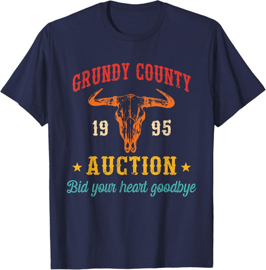Grundy County Auction Bid Your Heart Goodbye Funny Cowboy T-Shirt - T-Shirt | Navy