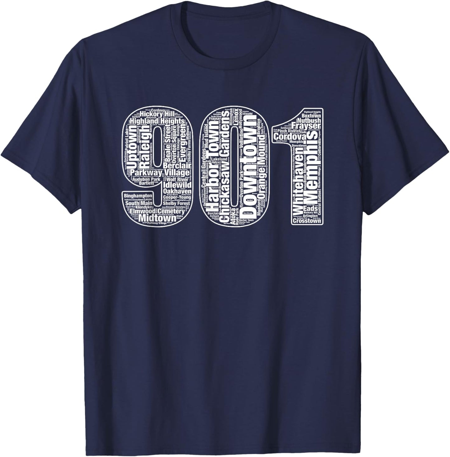 901 Memphis Typography Word Art Small T-Shirt - T-Shirt | Navy