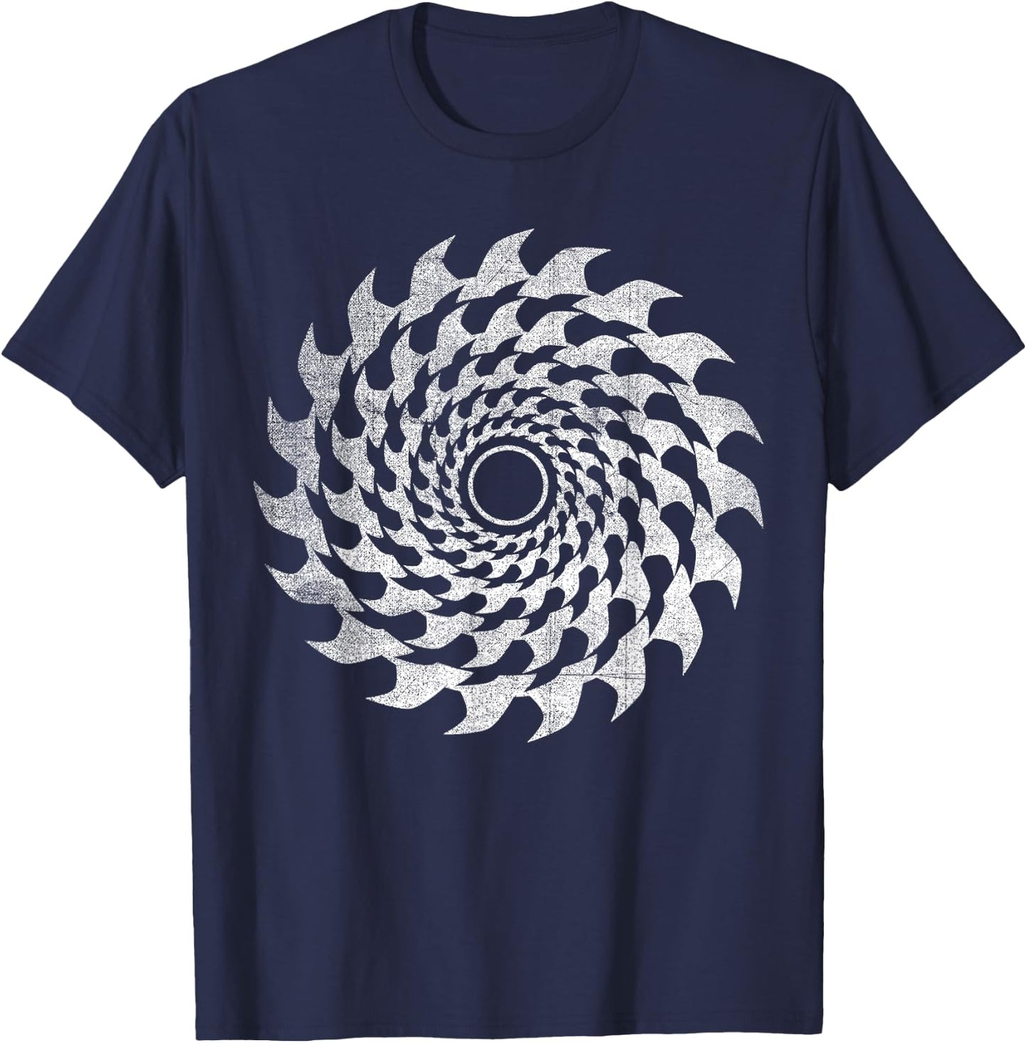 Shark Tooth Circular Saw Blade Illusion T-Shirt - T-Shirt | Navy
