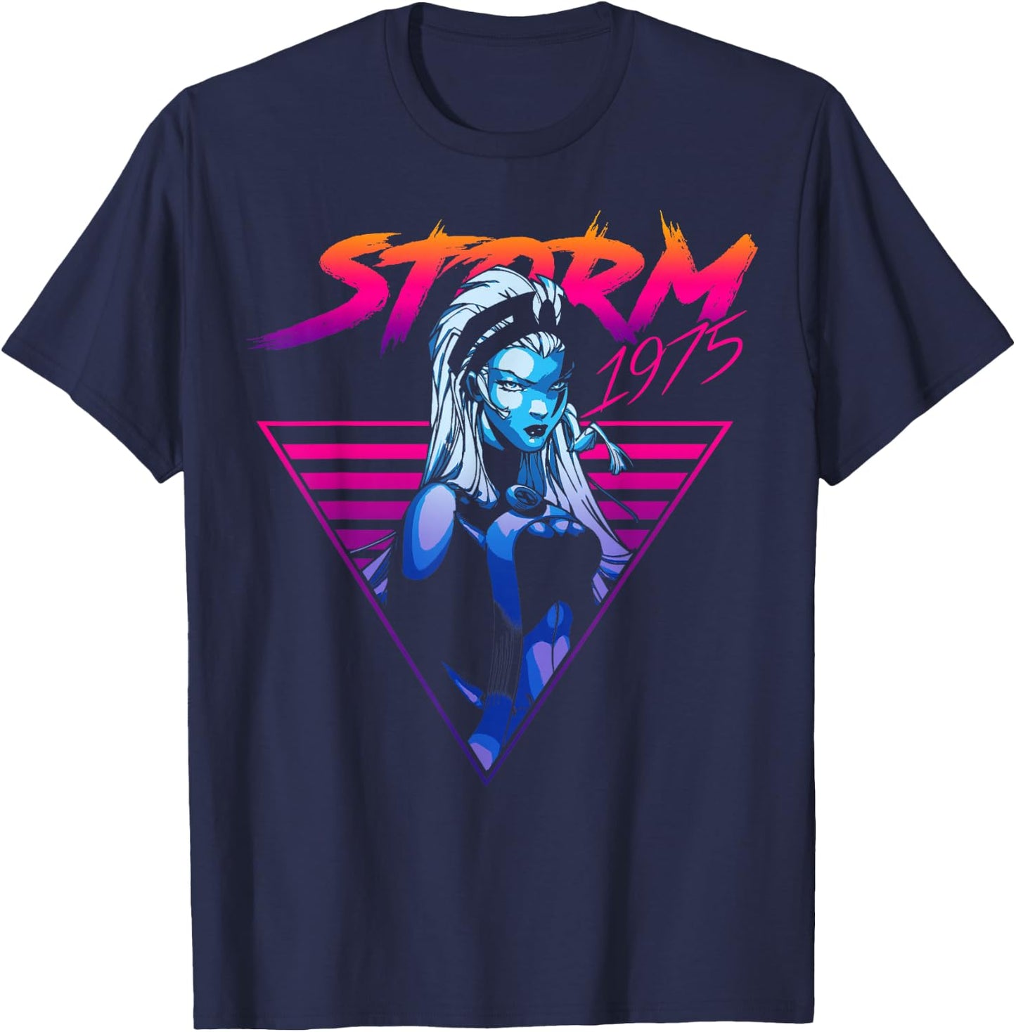 Marvel X-Men Storm 80's Retro Triangle Gradient T-Shirt - T-Shirt | Navy