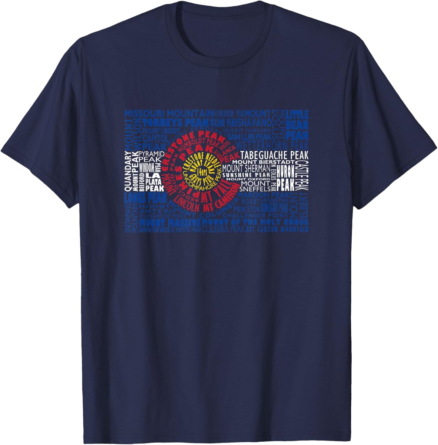 Colorado Fourteeners State Flag 14er Hiker Climber Gift T-Shirt - T-Shirt | Navy