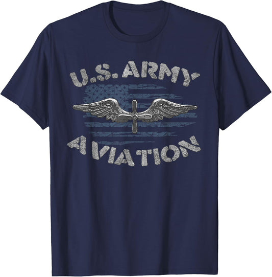 Aircraft Mechanic Flight Instructor Flying Xmas US Army Aviation US Airplanes Pilot , Adult , Black, Small, Short Sleeve, Classic Fit, Cotton 80% Polyester 20%, Aviation Pilot T-Shirt - T-Shirt | Navy
