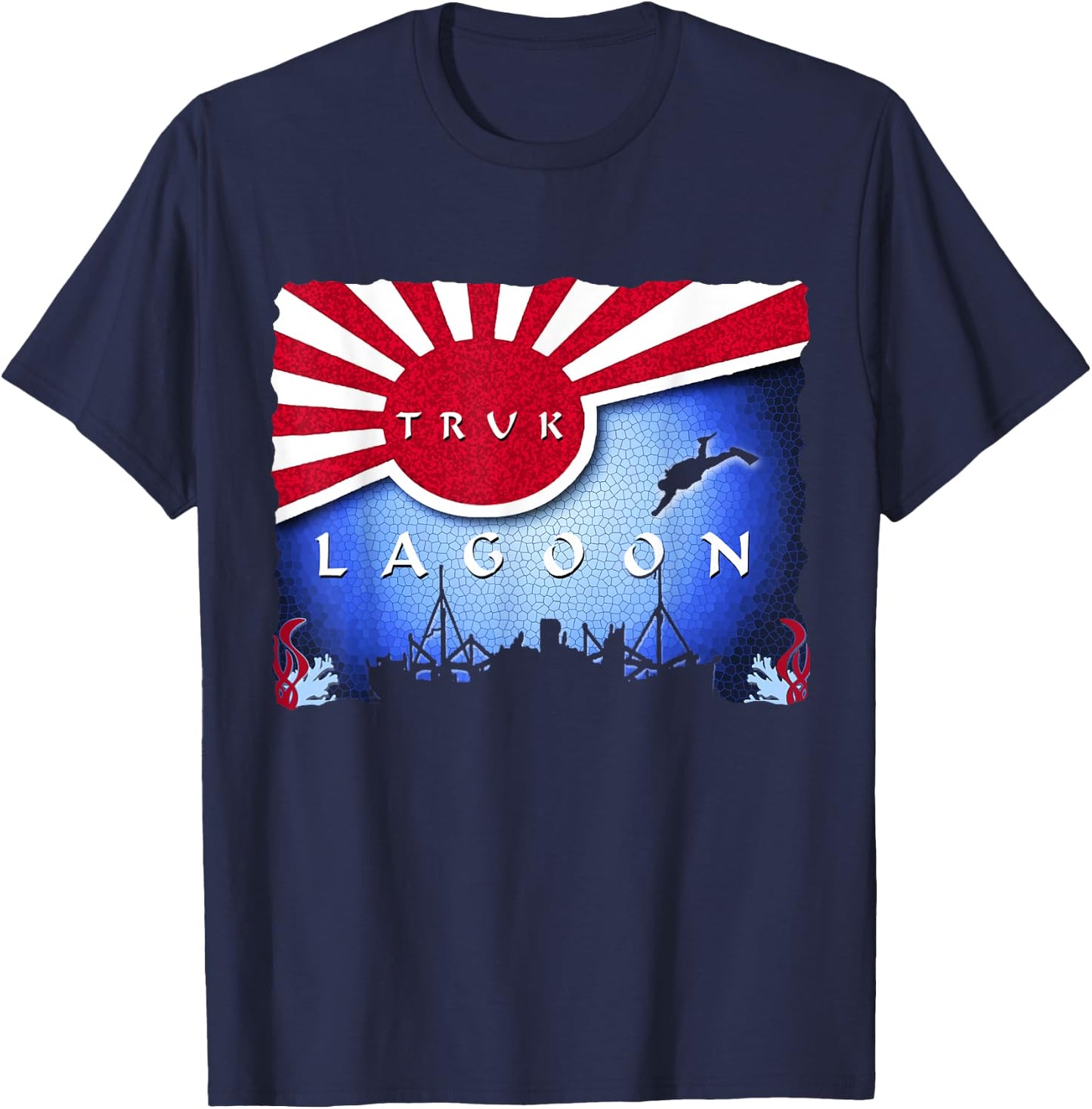 Truk Lagoon Japan Flag Wreck Dive Scuba Diving T-Shirt - T-Shirt | Navy