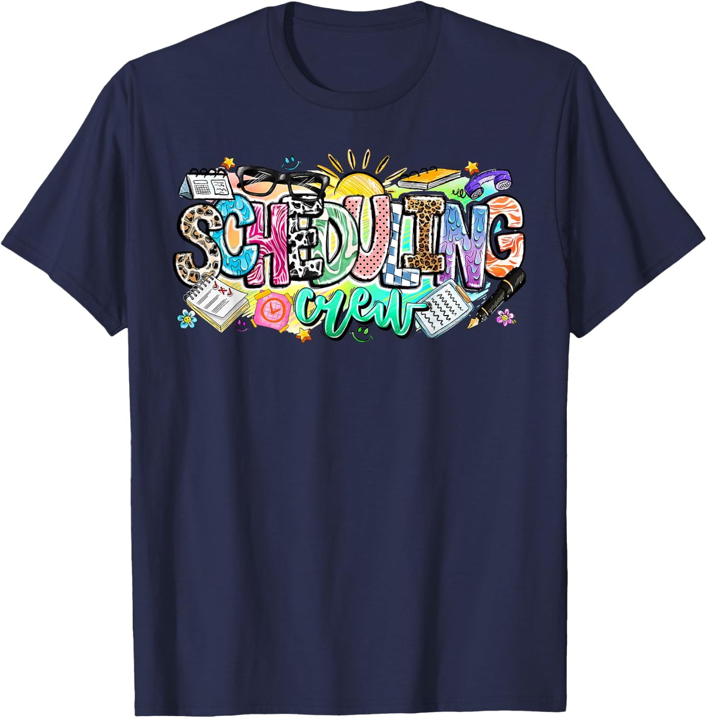Leopard Scheduling Crew Nurse Funny Nurse Life Men Women T-Shirt - T-Shirt | Navy