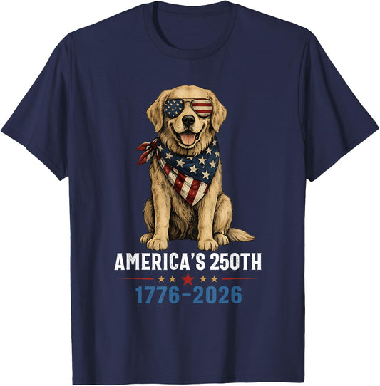 Labrador Retriever America's 250th Anniversary 1776 2026 T-Shirt - T-Shirt | Navy