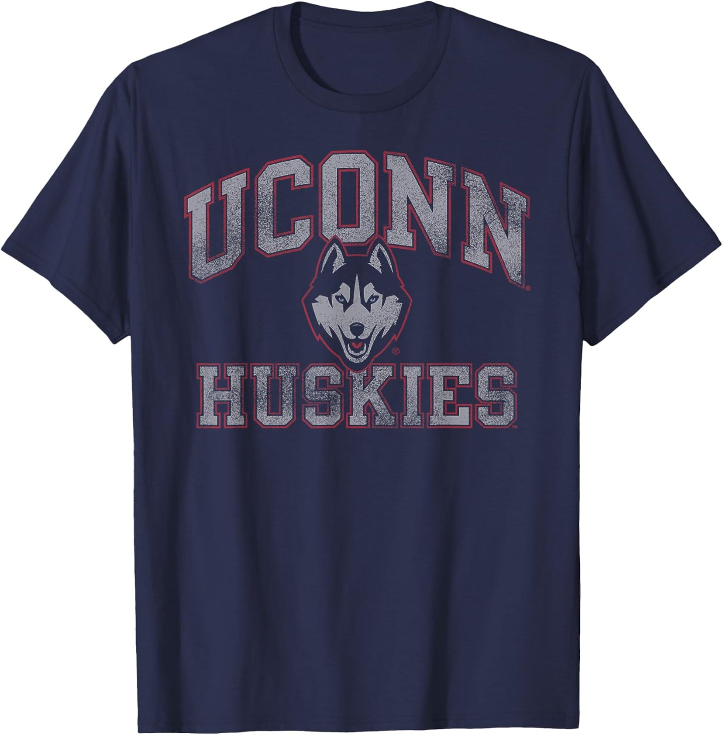 Connecticut Huskies Vintage Worn Navy Officially Licensed T-Shirt - T-Shirt | Navy