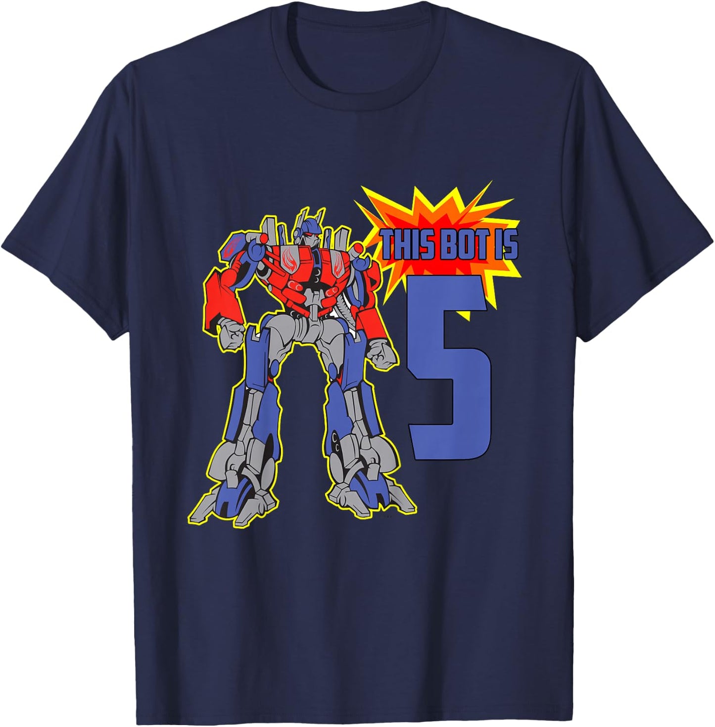 Kids 5th Birthday Bot Robot for 5 Yr Old Boys Girls T-Shirt - T-Shirt | Navy