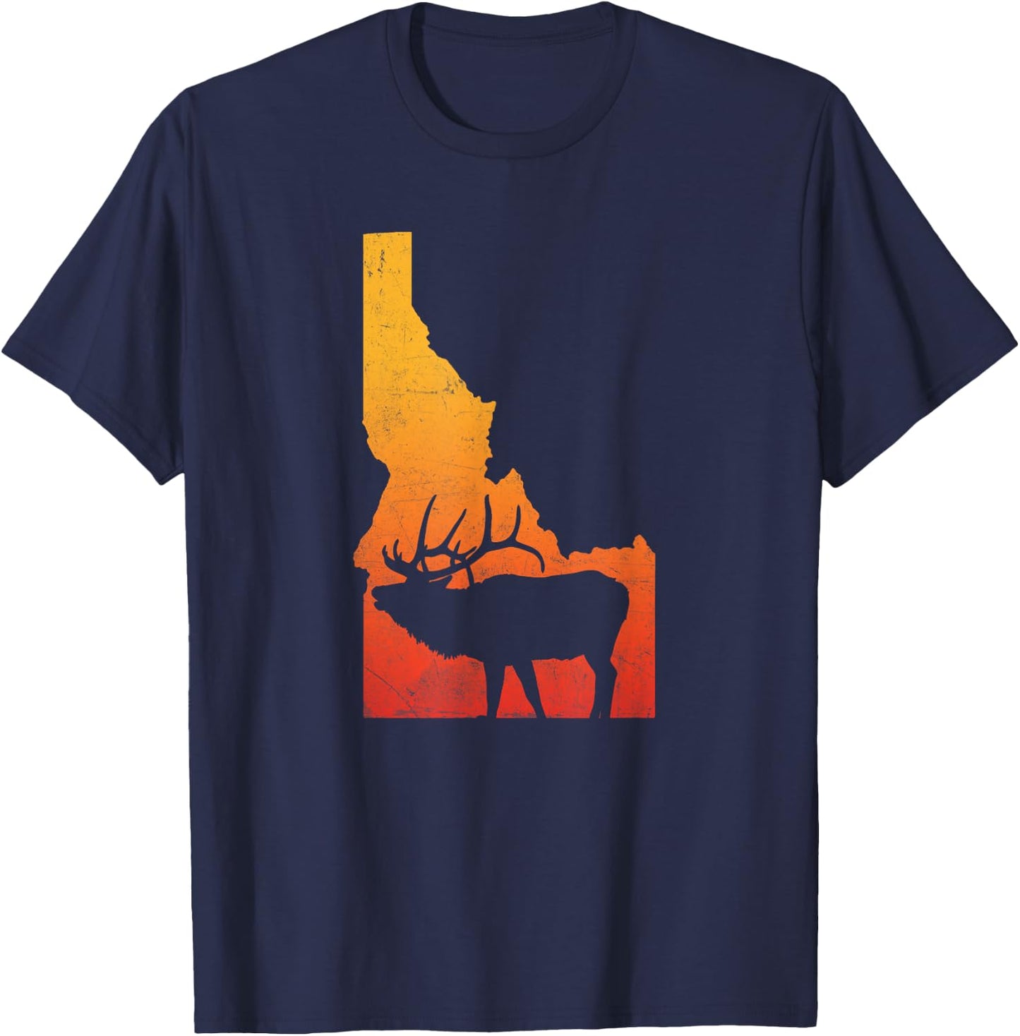 Vintage Idaho Elk Retro Outdoors Hunting T-Shirt - T-Shirt | Navy