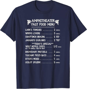 Wolf Nipple Chips Funny Fast Food Menu, Ancient Roman Style T-Shirt - T-Shirt | Navy