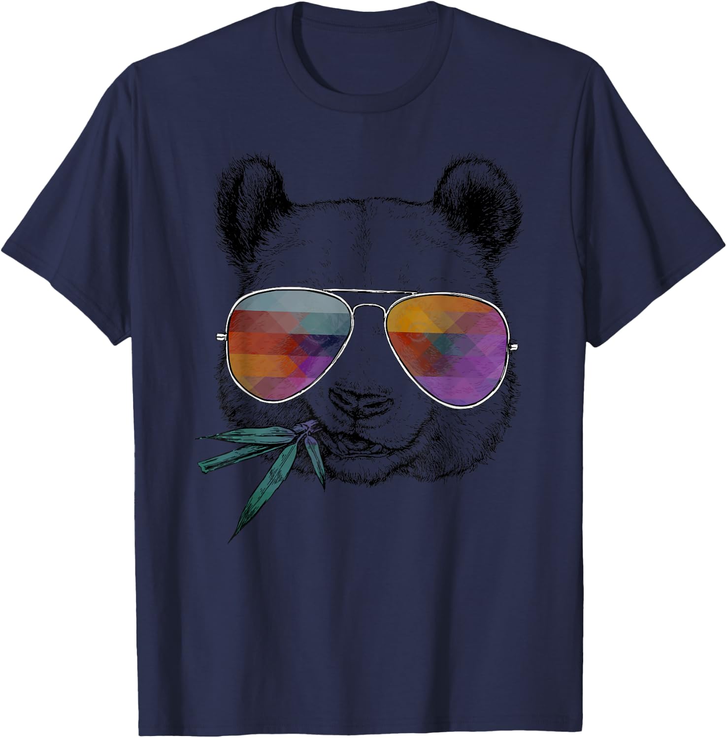 Coole Portrts von lustigen Tieren in Brillen - Cool Panda - Funny Panda Bear with Sunglasses -Adults - Grey - Small - Short Sleeve - Classic Fit - Cotton, Polyester T-Shirt - T-Shirt | Navy