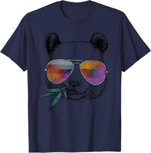 Coole Portrts von lustigen Tieren in Brillen - Cool Panda - Funny Panda Bear with Sunglasses -Adults - Grey - Small - Short Sleeve - Classic Fit - Cotton, Polyester T-Shirt - T-Shirt | Navy