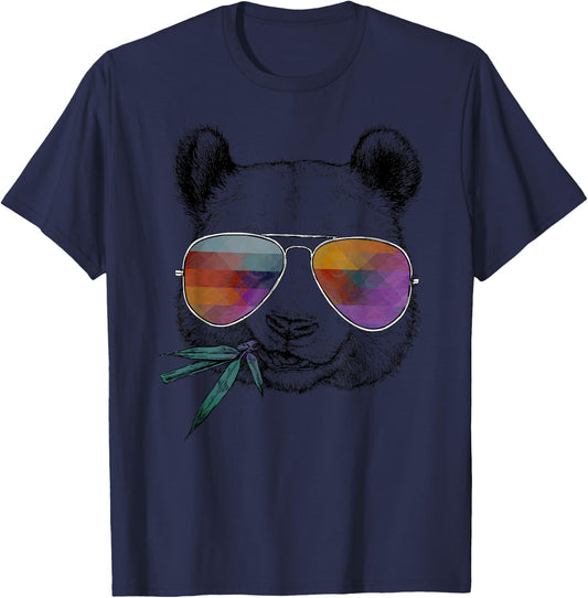 Coole Portrts von lustigen Tieren in Brillen - Cool Panda - Funny Panda Bear with Sunglasses -Adults - Grey - Small - Short Sleeve - Classic Fit - Cotton, Polyester T-Shirt - T-Shirt | Navy