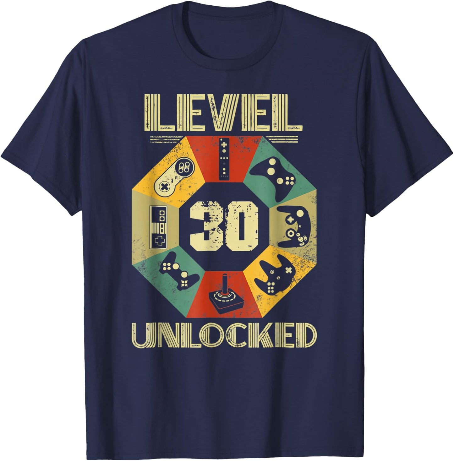 Level 30 Unlocked Video Gamer 30th Birthday T-Shirt - T-Shirt | Navy