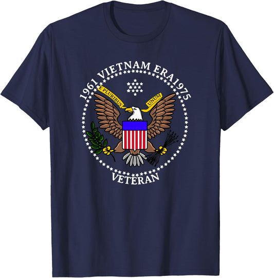 1961 Vietnam Era 1975 Emblem Cool Logo Veteran Soldier Gift T-Shirt - T-Shirt | Navy