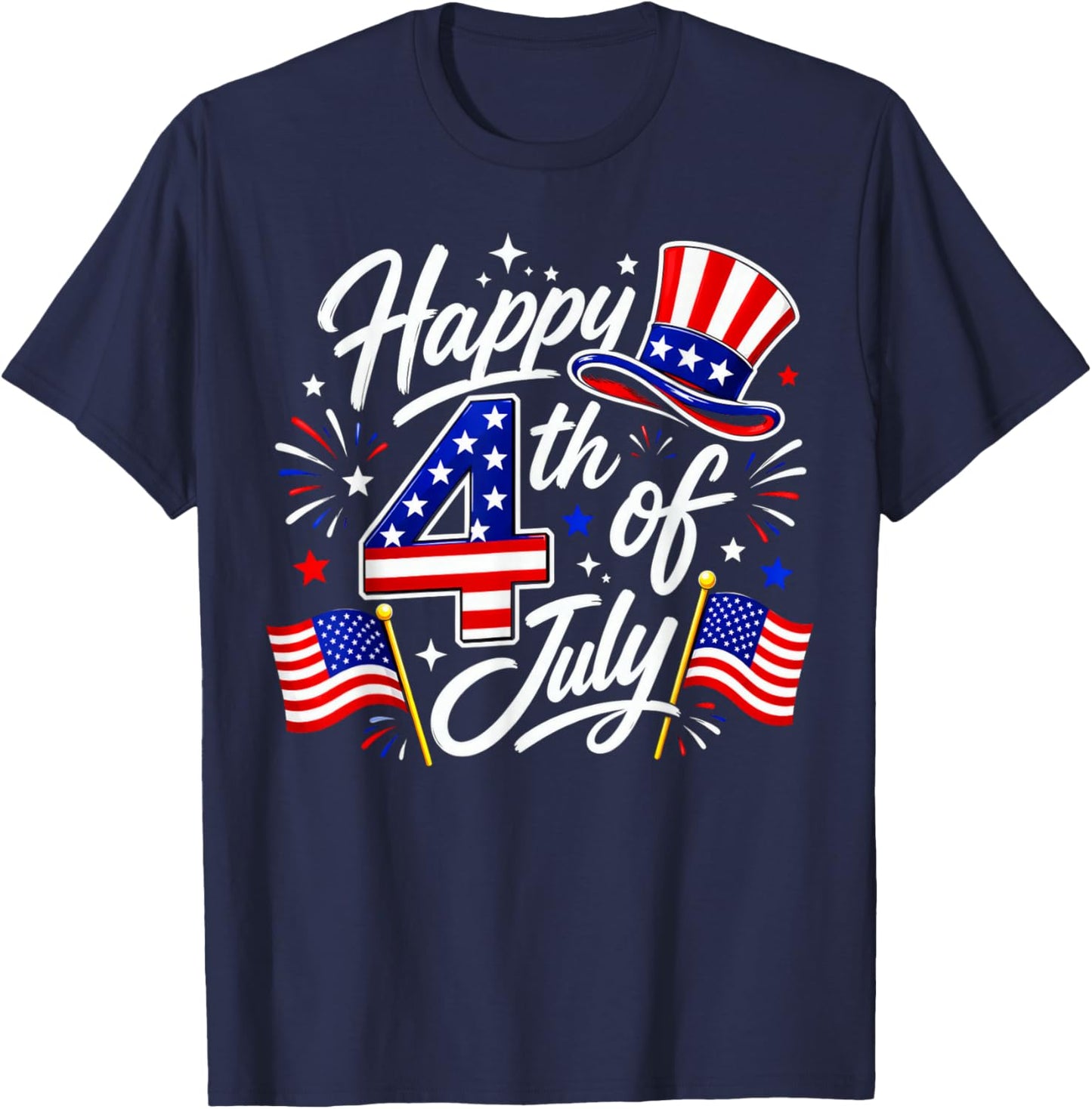 Happy 4th of July Patriotic American Flag USA T-Shirt - T-Shirt | Navy