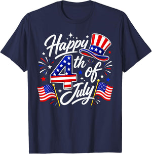 Happy 4th of July Patriotic American Flag USA T-Shirt - T-Shirt | Navy